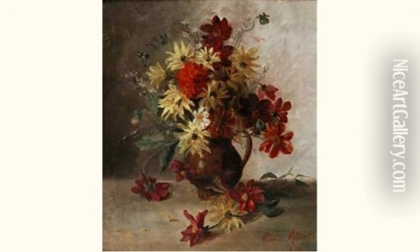 Bouquet De Fleurs Oil Painting - Lucie Ranvier-Chartier