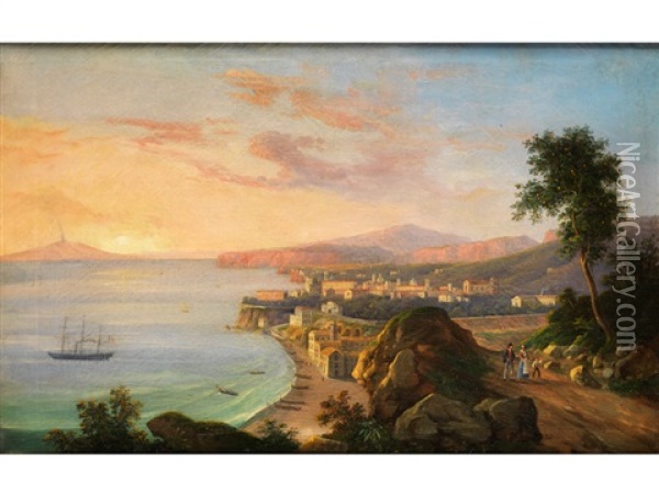 Blick Von Den Umliegenden Hugeln Auf Sorrent, 1864 Oil Painting - Salvatore Fergola