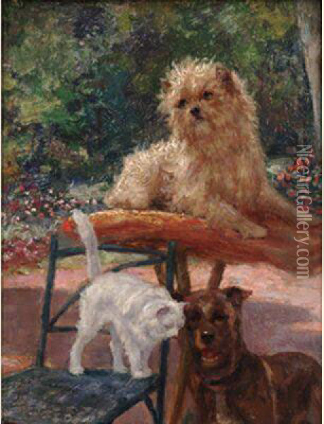 Trois Amis Oil Painting - Andree Lucienne Boland