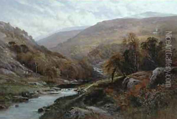 A Fisherman by a Highland Stream Oil Painting - Alfred Augustus I Glendenning