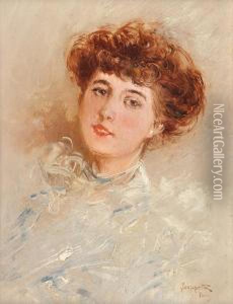 Retrato De Joven Mujer Oil Painting - Pietro Scoppetta