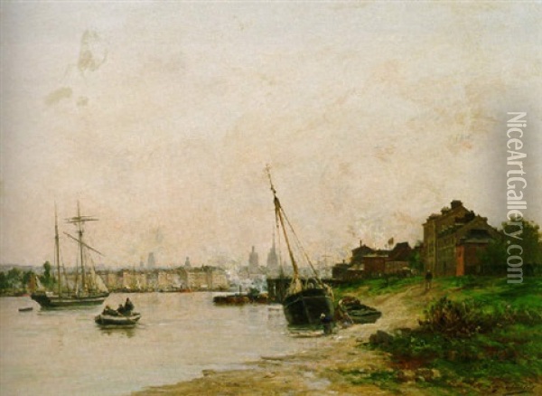 The Port Of Honfleur Oil Painting - Charles Lapostolet