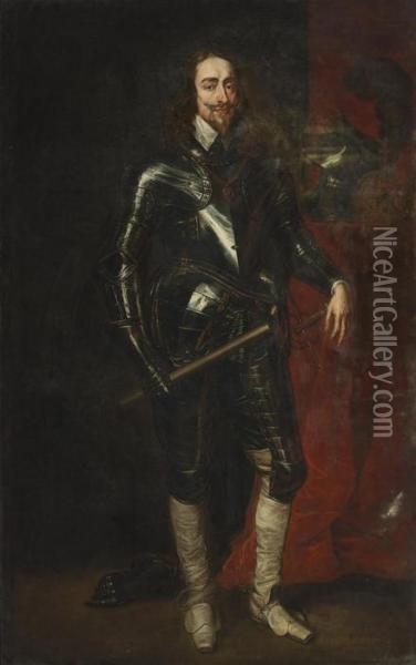 Portrait Of Charles I Standing Full-length, In Armor Oil Painting - Sir Anthony Van Dyck