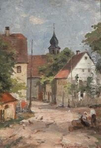 Dorfstrase. Oil Painting - Vitus Staudacher