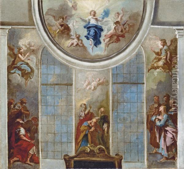 The Ascension: A Modello For The Apse And Cupola Of St. Peter-at-arches, Lincoln Oil Painting - Vincenzo Damini