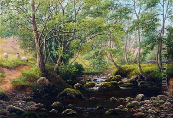 Bow Beck, Near Ben Rhydding Yorkshire Oil Painting - William Mellor
