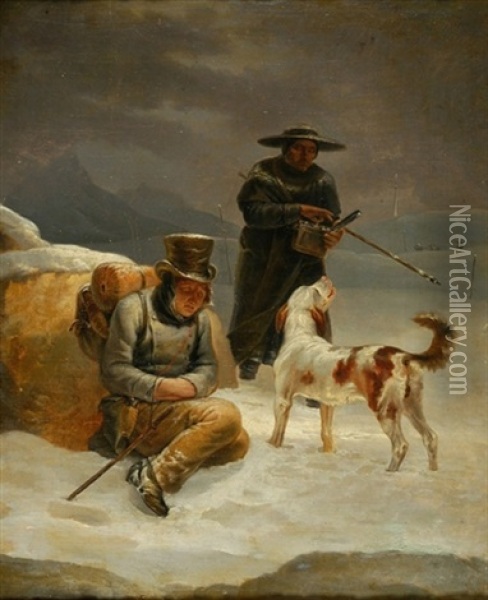 Rettungsszene Auf Dem Grossen St. Bernhard Oil Painting - Joseph Simon Volmar