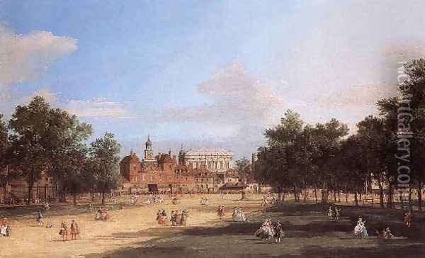 London The Old Horse Guards And Banqueting Hall From St James S Park Oil Painting - (Giovanni Antonio Canal) Canaletto