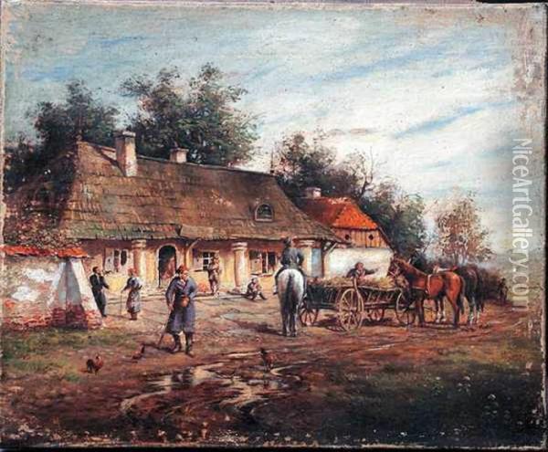 Przed Karczma Oil Painting - Wladyslaw Szerner