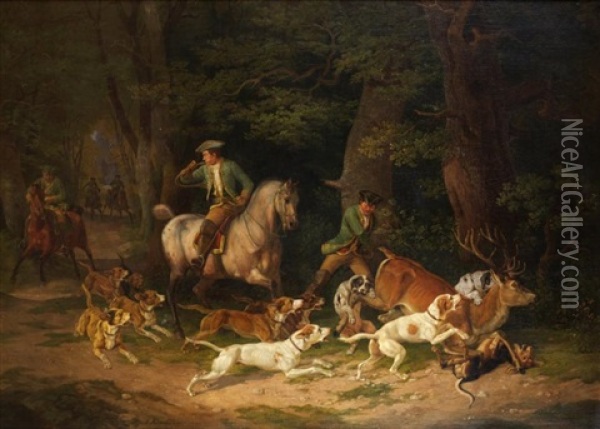 Scene De Chasse Oil Painting - Joseph Kirchmair