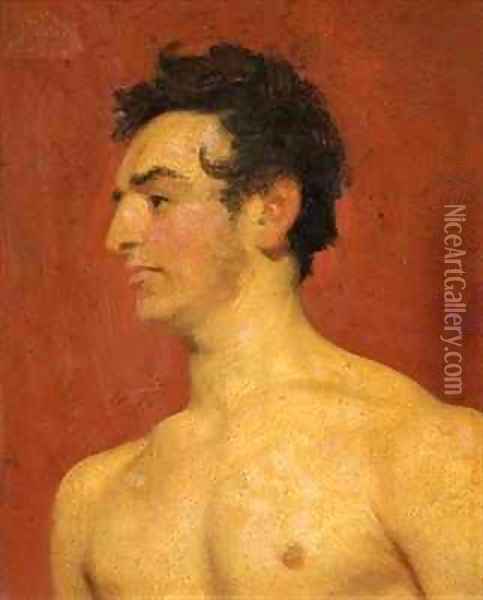 Head and Shoulders of a Nude Man Oil Painting - William Etty