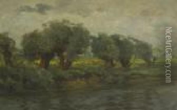An Der Amper. Oil Painting - Ludwig Dill