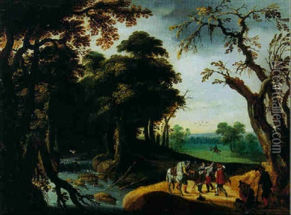 Voyageur Attaque Par Des Brigands Oil Painting - Jacob van Geel