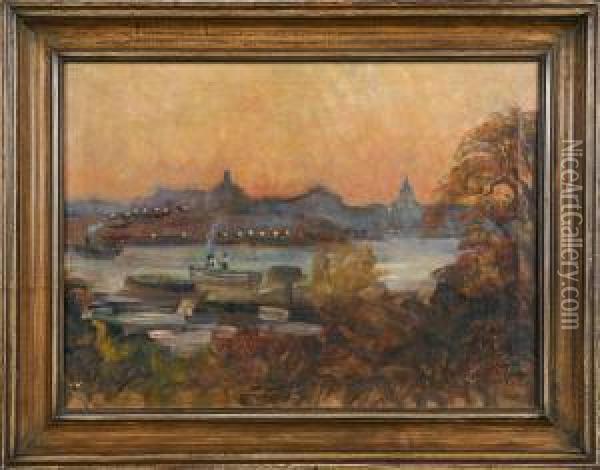 Stockholmsvy, Signerad Och Daterad Hildegard Thorell 1920 Oil Painting - Hildegard Katarina Thorell
