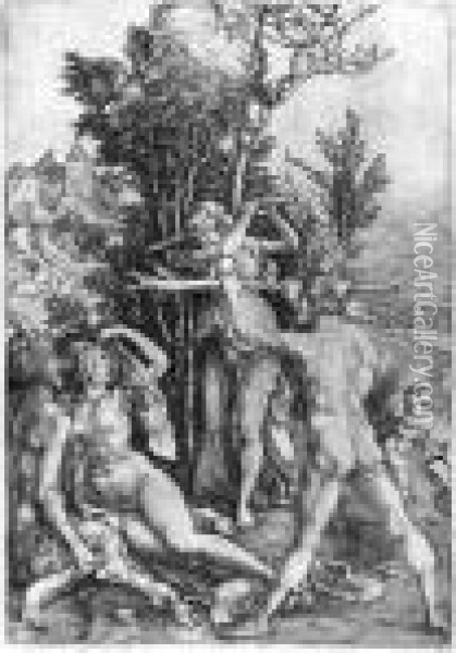 Hercules At The Crossroads (b. 73; M., Holl., 63) Oil Painting - Albrecht Durer