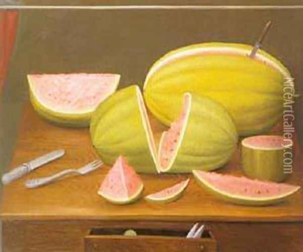 Watermelon 1989 Oil Painting - Fernando Botero