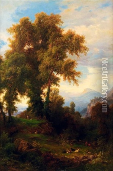 Scene Pastorale Dans Un Paysage Montagneux Oil Painting - Alessandro Castelli