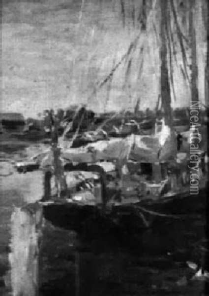 Sailboat At Anchor Oil Painting - Edith Briscoe Stevens