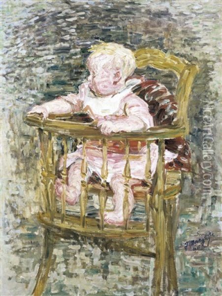 Kindje In Een Kinderstoel (georgke) Oil Painting - Jenny Montigny