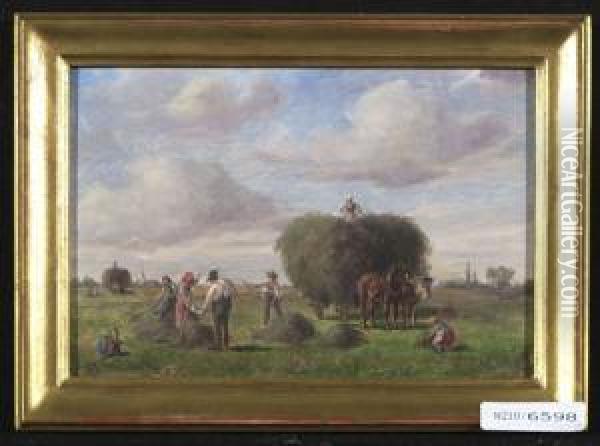 Heuernte. Oil Painting - Ludwig Muller-Cornelius
