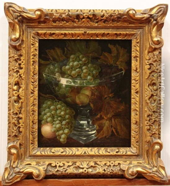 Still Life With Grapes Oil Painting - George Lance