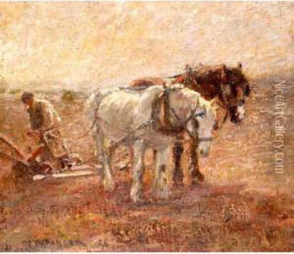 The Plough Team Oil Painting - Harry Filder