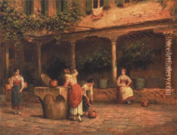 The Water Carriers Oil Painting - Arthur Trevor Haddon