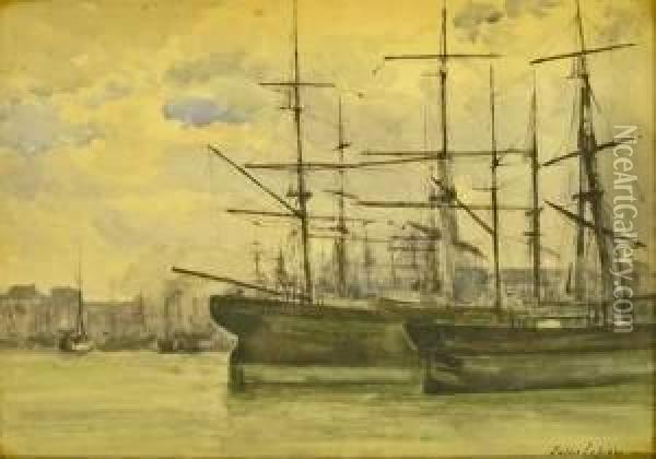 Rouen Harbour Oil Painting - Jules Lessore