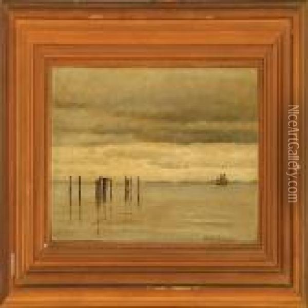 A Calm Day Along The Coast Of Hellebaek Oil Painting - Vilhelm Georg Groth
