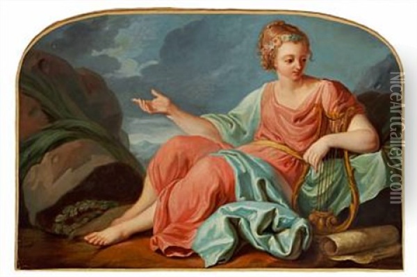 Terpsichore, One Of The Muses Oil Painting - Charles Joseph Natoire
