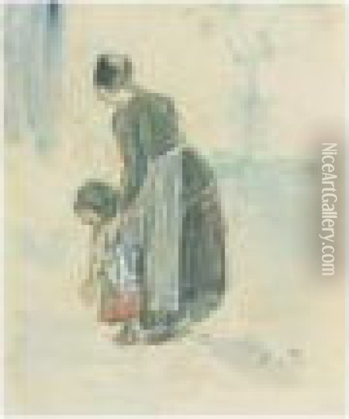Paysanne Et Enfant Oil Painting - Camille Pissarro
