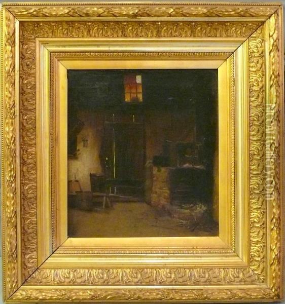 Interior. Oil Painting - Antoine Ferdinand Attendu