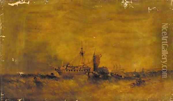 Men-o-war returning from battle Oil Painting - William McAlpine