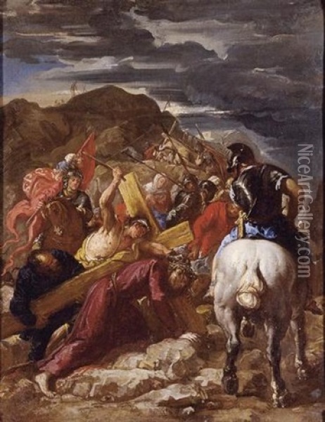 Christ On The Road To Cavalry Oil Painting - Abraham Brueghel