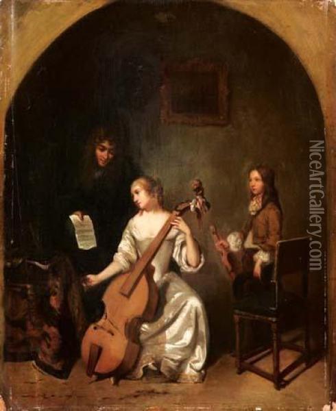 Lezione Di Musica Oil Painting - Gerard Terborch