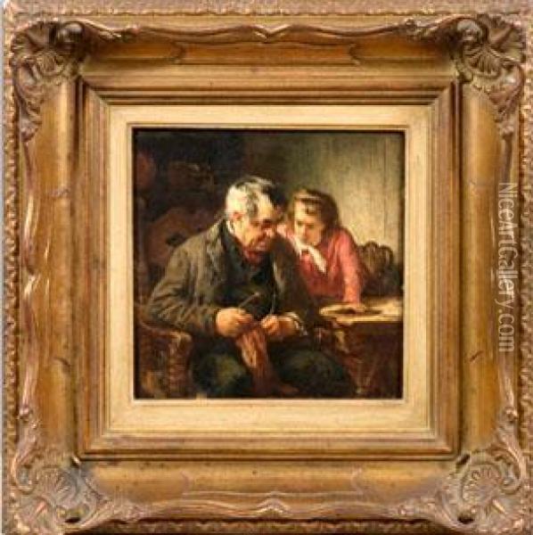 Grosvater Mit Enkeltochter Oil Painting - Albrecht Grueber