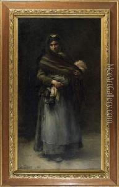Bohemienne Et Son Enfant Oil Painting - Nicolas Sicard