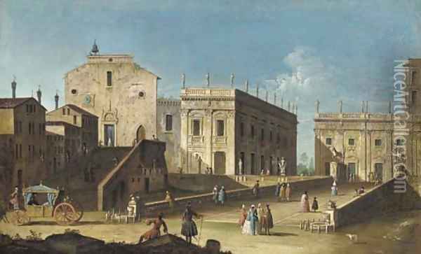 Rome, Santa Maria in Aracoeli and the Campidoglio Oil Painting - (Giovanni Antonio Canal) Canaletto