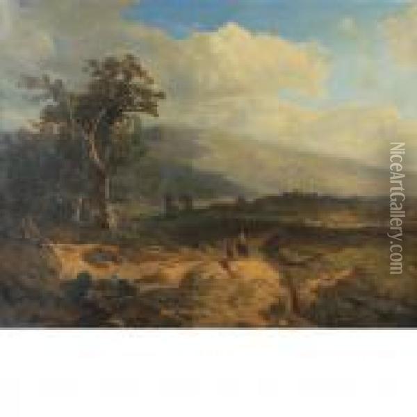 Rider In Anextensive Landscape Oil Painting - Johann Bernard Klombeck