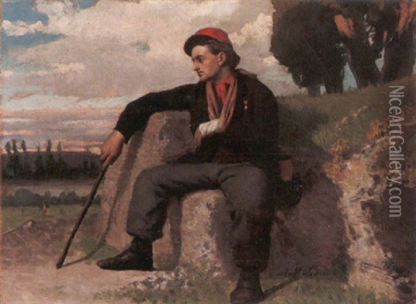 Il Garibaldino Ferito Oil Painting - Arturo Moradei