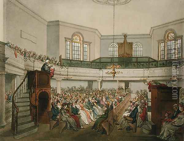 Magdalen Chapel, from Ackermanns Microcosm of London, engraved by John Bluck fl.1791-1831, 1809 Oil Painting - T. Rowlandson & A.C. Pugin