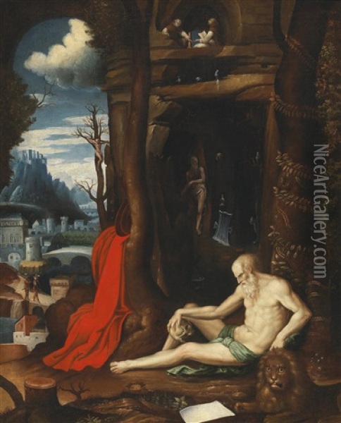 Der Heilige Hieronymus In Der Wuste Oil Painting - Jan Wellens de Cock