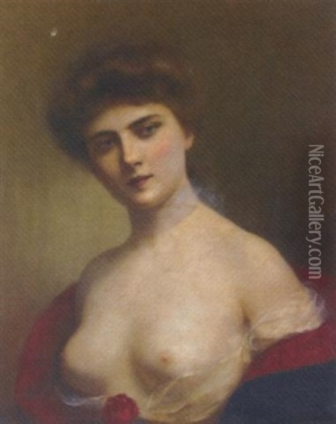 A Young Beauty Oil Painting - Henri Rondel