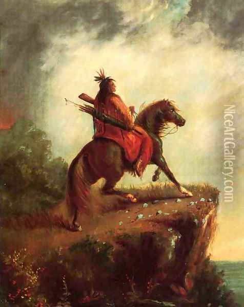 Indian Scout on Horse Back Oil Painting - Alfred Jacob Miller