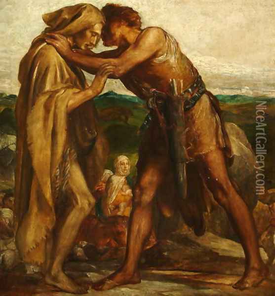 Jacob and Esau, 1878 Oil Painting - George Frederick Watts