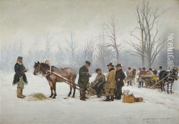 Hunting Oil Painting - Stanislaw Maslowski