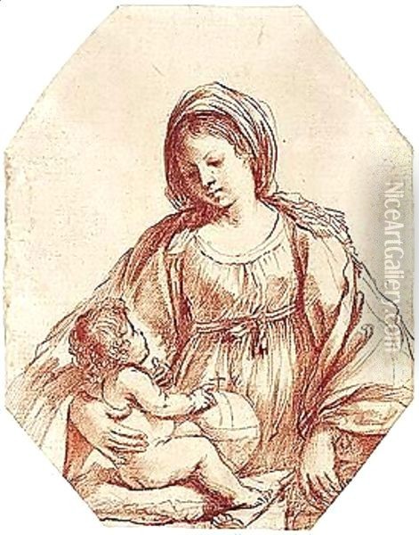 The Madonna And Child Oil Painting - Giovanni Francesco Barbieri
