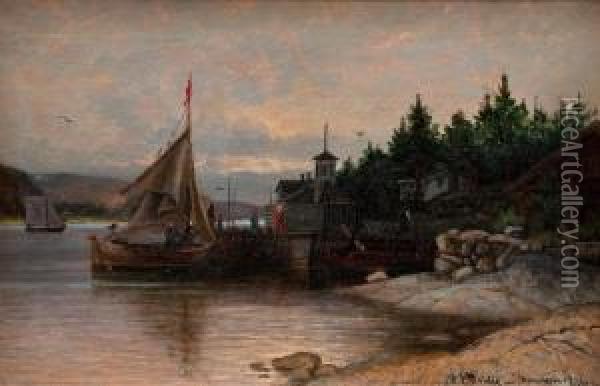 Inthe Harbour Oil Painting - Julius Weidig