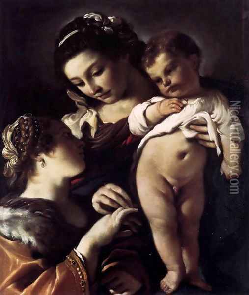 Mystical Marriage of St Catherine of Alexandria Oil Painting - Guercino