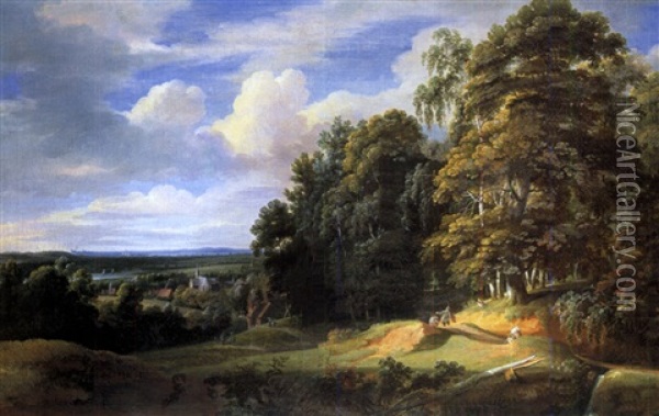 Laubwald Mit Ausblick Auf Eine Tiefe Landschaft Oil Painting - Jacques d' Arthois